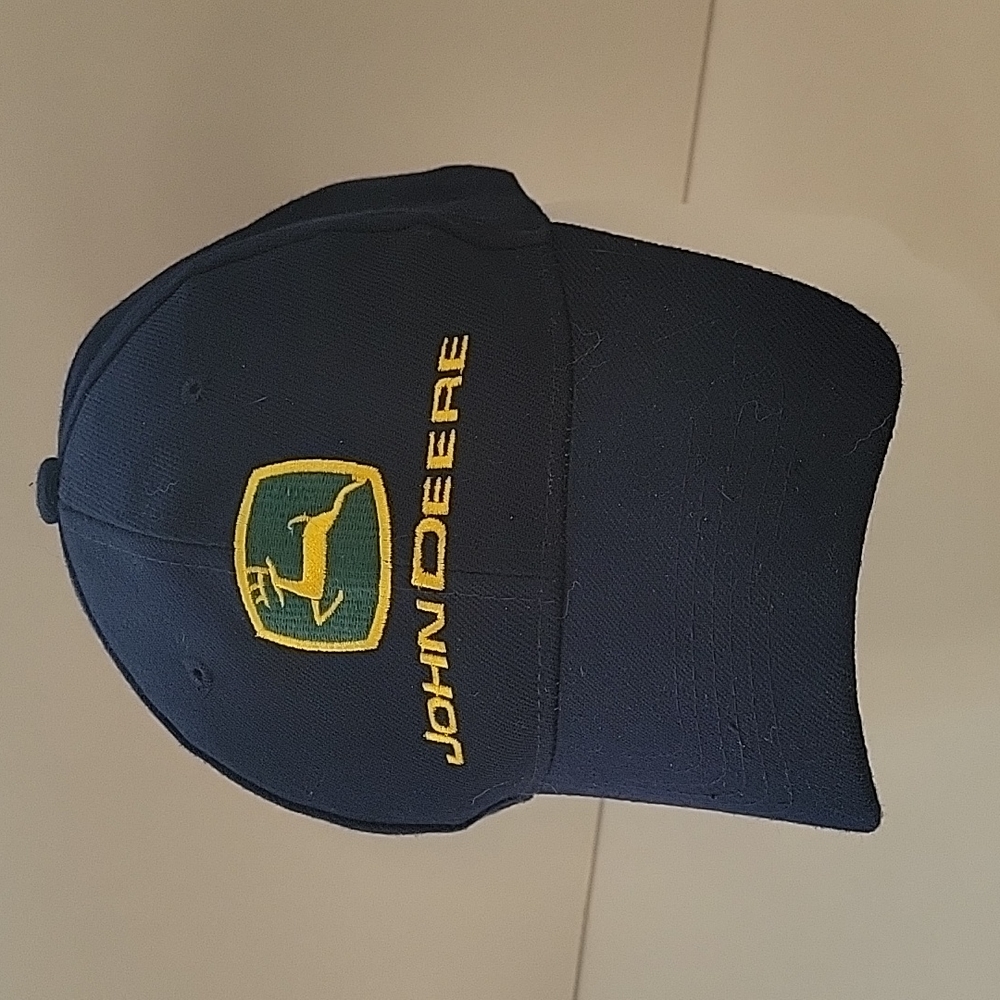 John Deere Hat / Navy Blue, One Size fits all / all cloth Velcro Adjustment